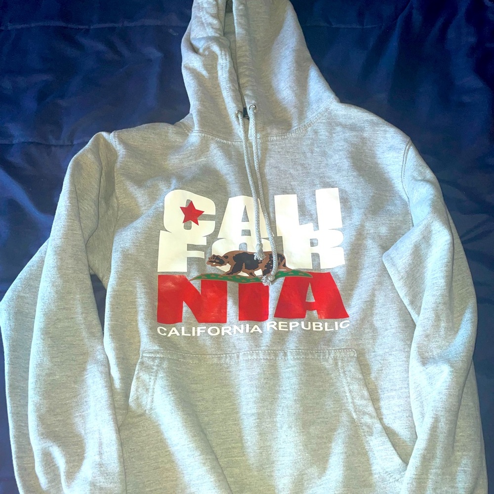 California Republic pullover grey hoodie hooded sweatshirt size S unisex fleece